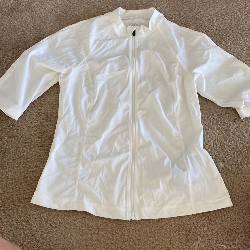 Lands End zip up swim top